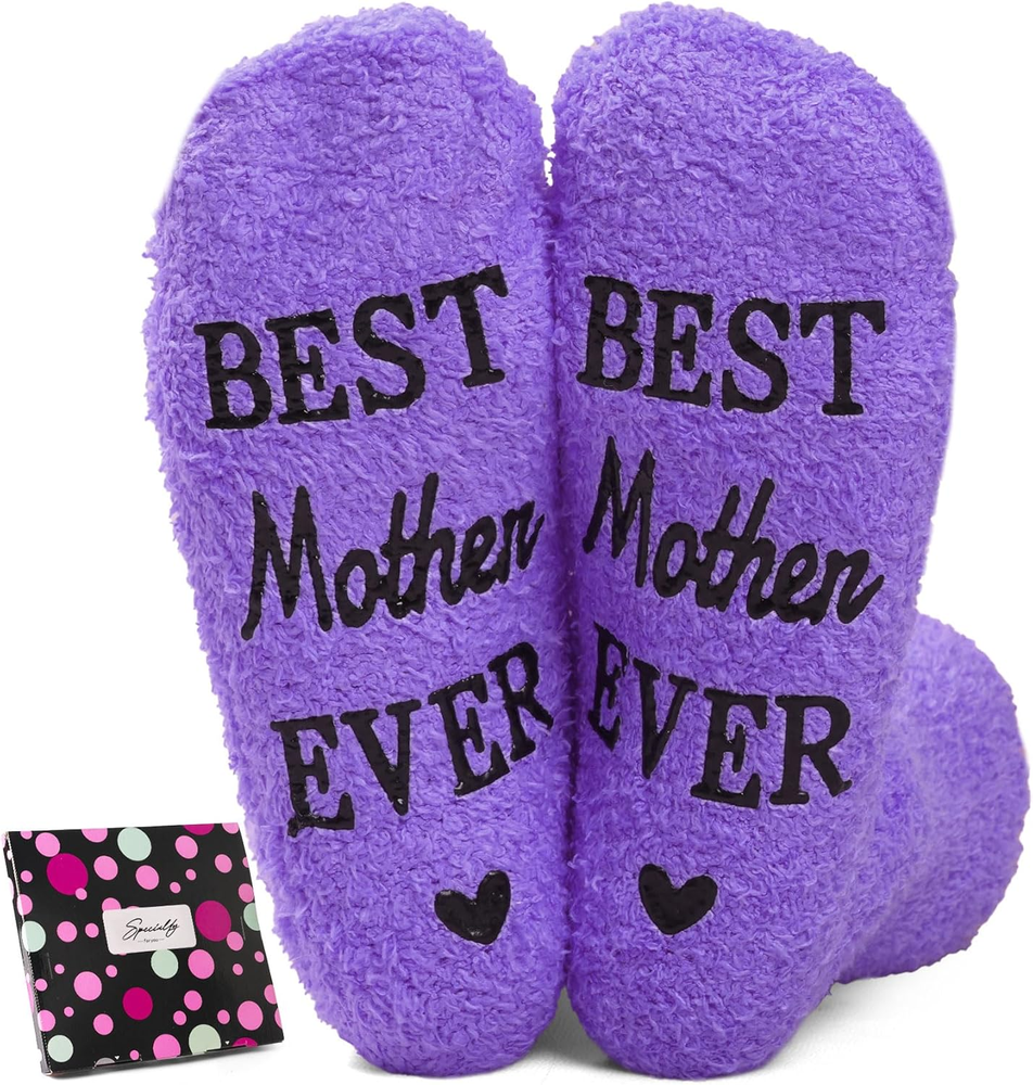 Christmas Fuzzy Slipper Socks, Mothers Day Gifts for Mom Funny Best Moms Gift Id