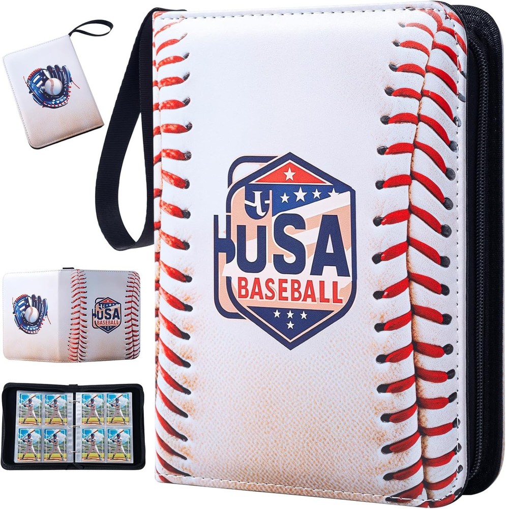 4 Pocket Baseball Card Binder Holds 50-400 Cards, White