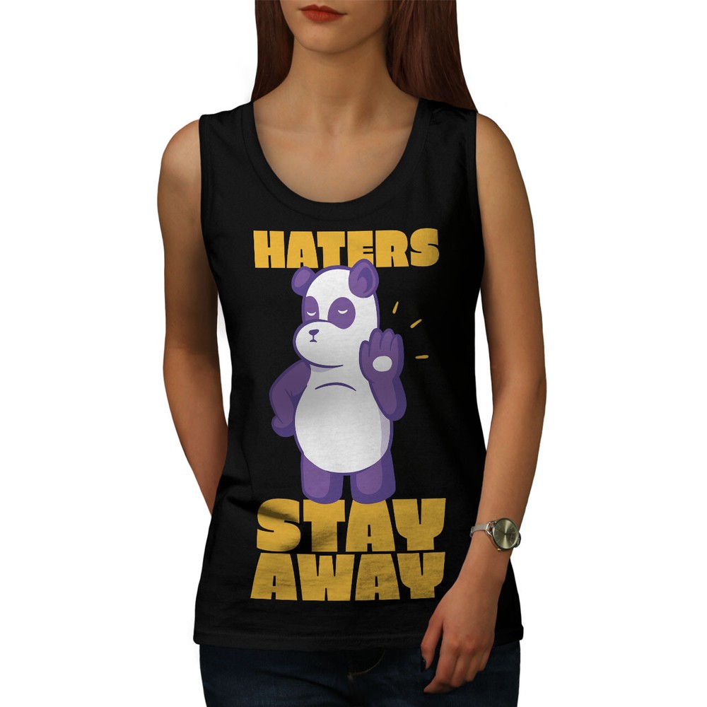 Wellcoda Haters Stay Away Cool Panda Hand Gesture Women's Tank Top