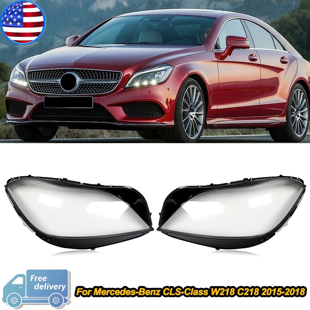For 2015-2018 Benz W218 CLS350 CLS500 CLS550 Pair Front Headlight Lens Covers
