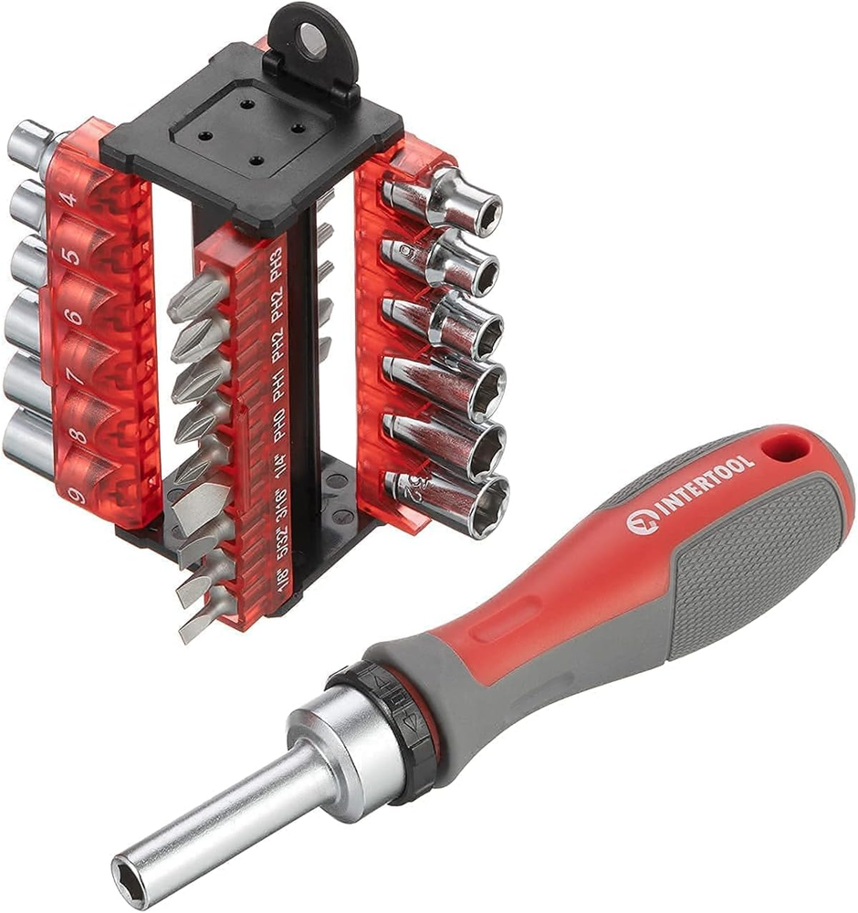 31-Piece Ratchet Screwdriver Set, SAE & Metric, Multi-Bit & Socket, All in Onere
