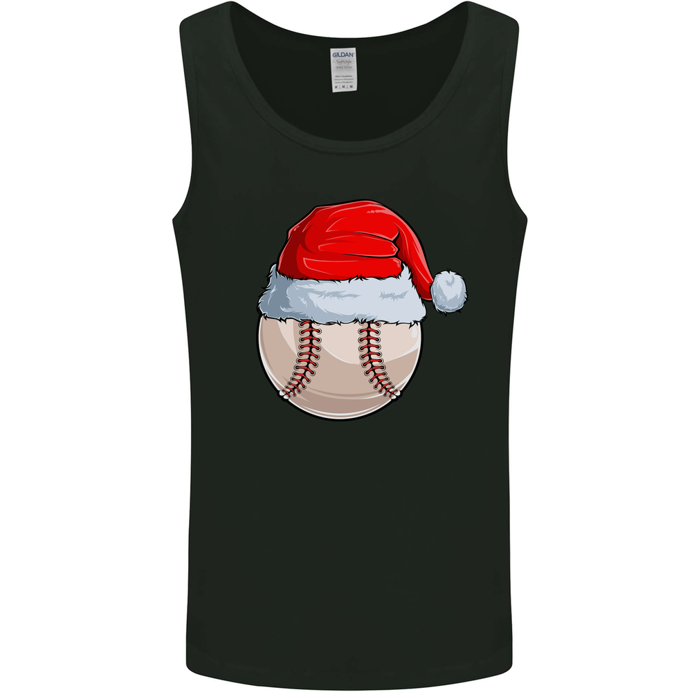 Christmas Baseball With a Santa Hat Xmas Mens Vest Tank Top