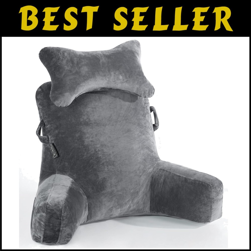 Luxury Ergonomic Reading Pillow with Neck Support and Storage Pockets