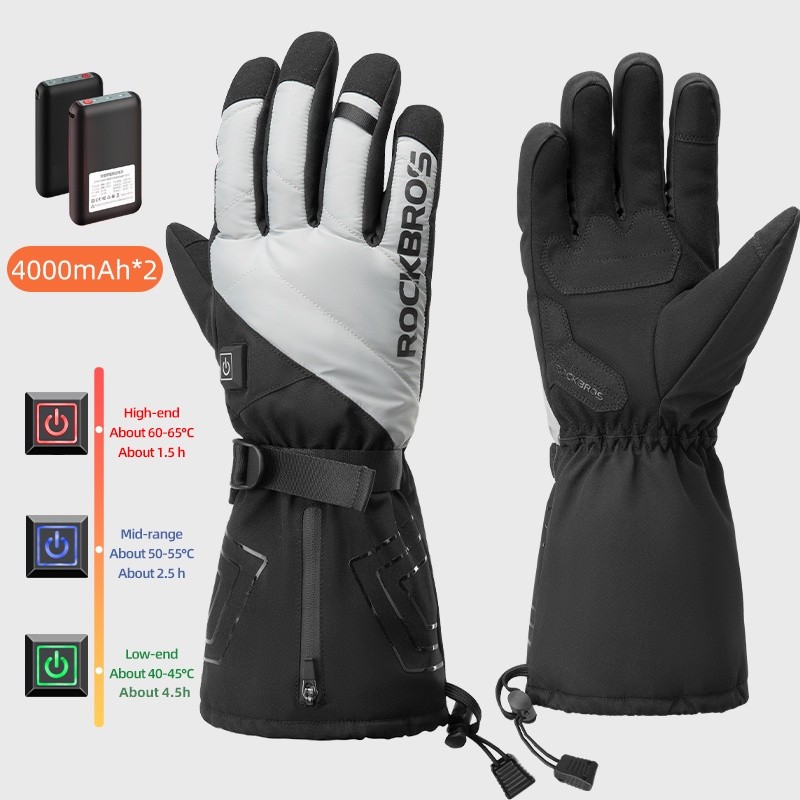 ROCKBROS Electric Heated Gloves USB Rechargeable Winter Warm Motorcycle Gloves
