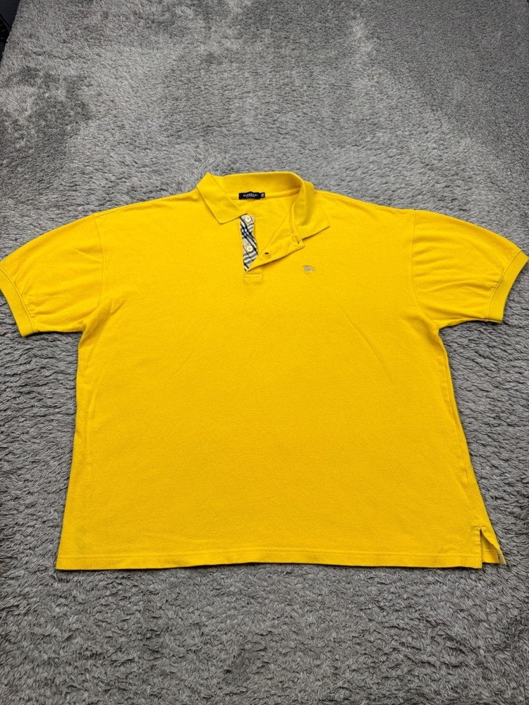 Burberry Shirt Men 2XL Yellow London Nova Check Plaid Short Sleeve Golf Polo