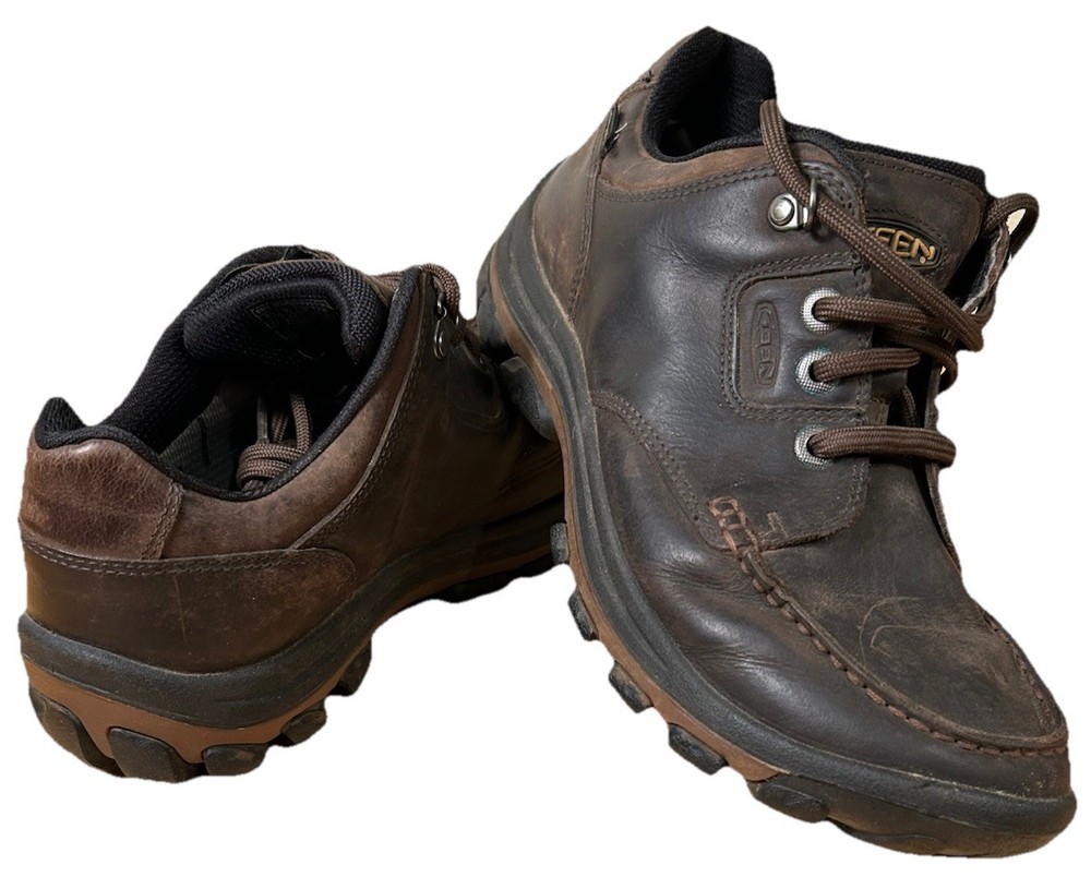 Keen Men's Dry Brown Leather Hiking Walking Work Shoes Size 8