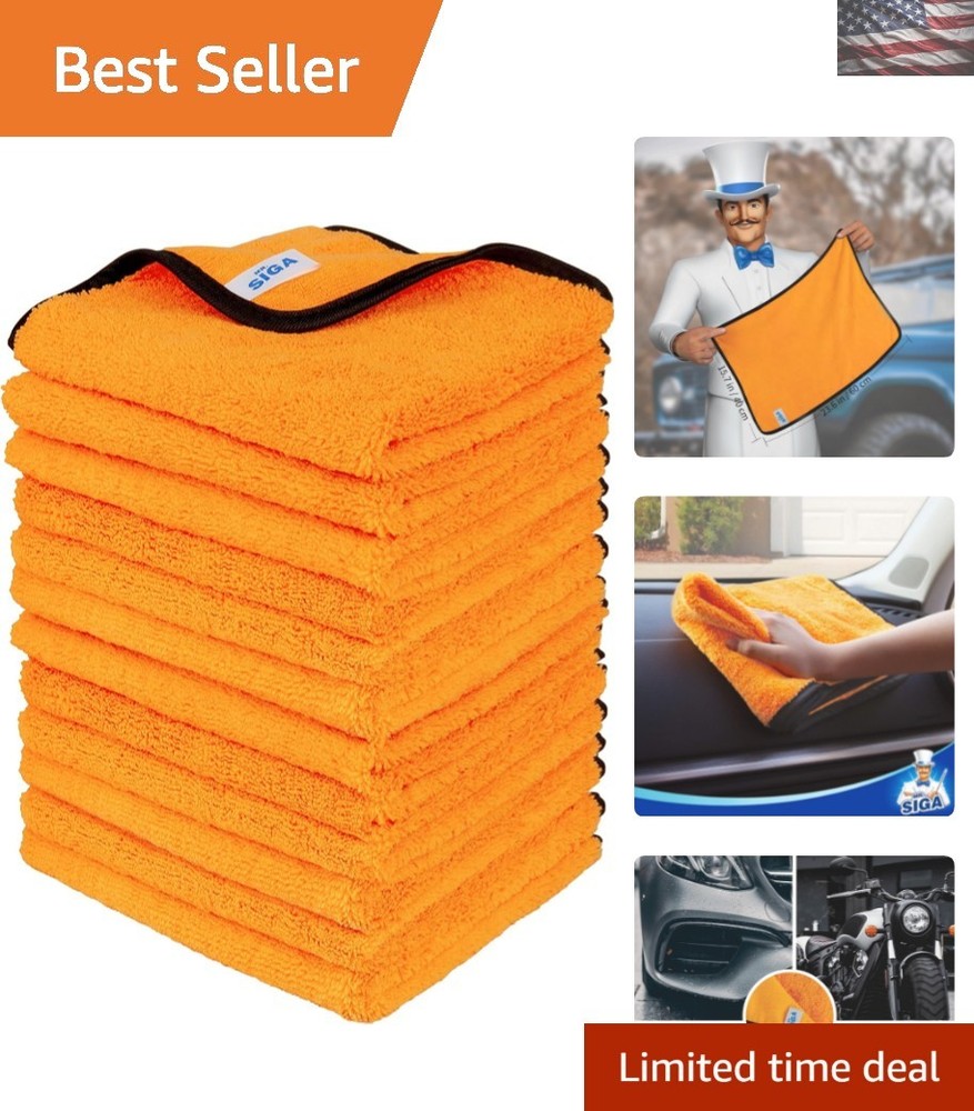 Dual-Sided Microfiber Car Towels 12 Pack 15.7x23.6 Inch Lint-Free