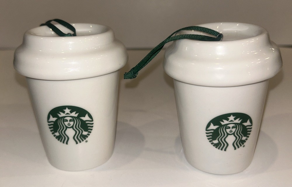 Starbucks Holiday Coffee Cup Ornament with Siren Logo Set of 2