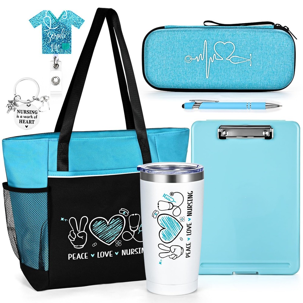 7 Pieces Nurse Gifts, Peace Love Nursing Graduation Gift Set, RN Gifts for Nu...