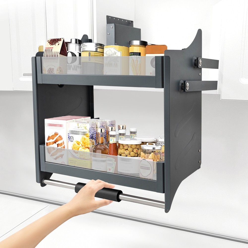 24 Inch Heavy-Duty Pull Down Cabinet Shelf for Kitchen Storage Organization  
