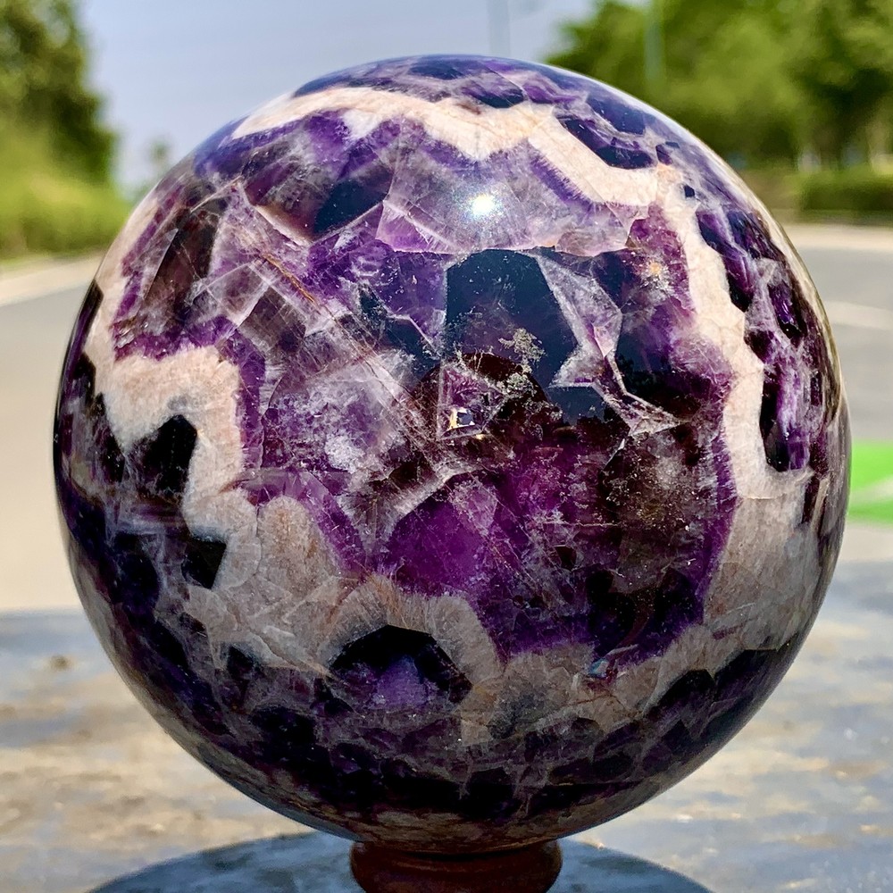 2.19LB Natural beautiful Dream Amethyst Quartz Crystal Sphere Ball Healing