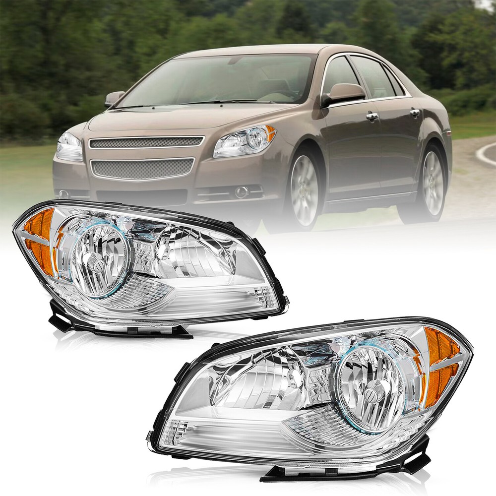 Headlight Assembly For 2008-2012 Chevy Chevrolet Malibu Halogen Headlamp 08-12