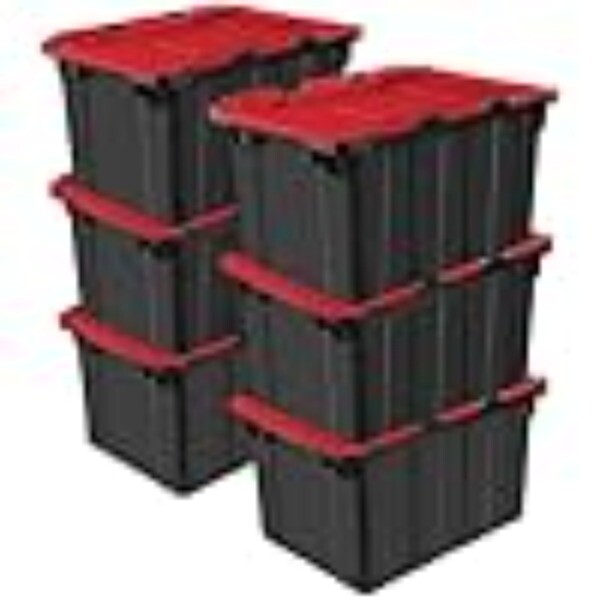 Sterilite 6-Pack 12-Gallon Stackable Storage Bins with Hinged Lids