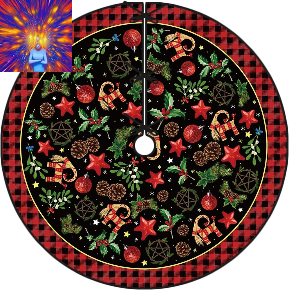 Yule Tree Skirt 48 Inch Pagan Christmas Tree Collar Scandinavian Straw Goat Julb