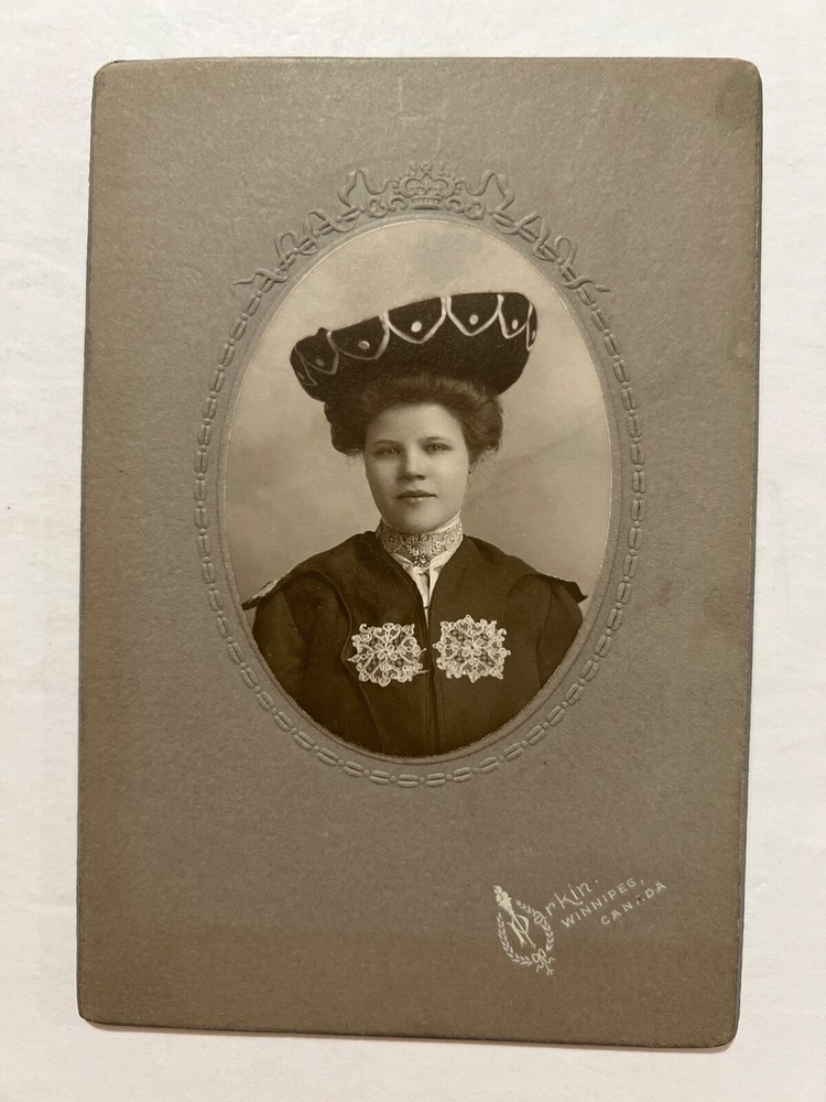 Elegant Victorian Lady in Hat Cabinet Photo from Winnipeg Canada