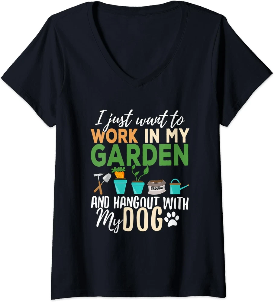 Gardening Dog Lover Gardener Garden Pet Gift Plants Ladies' O-Neck Tshirt