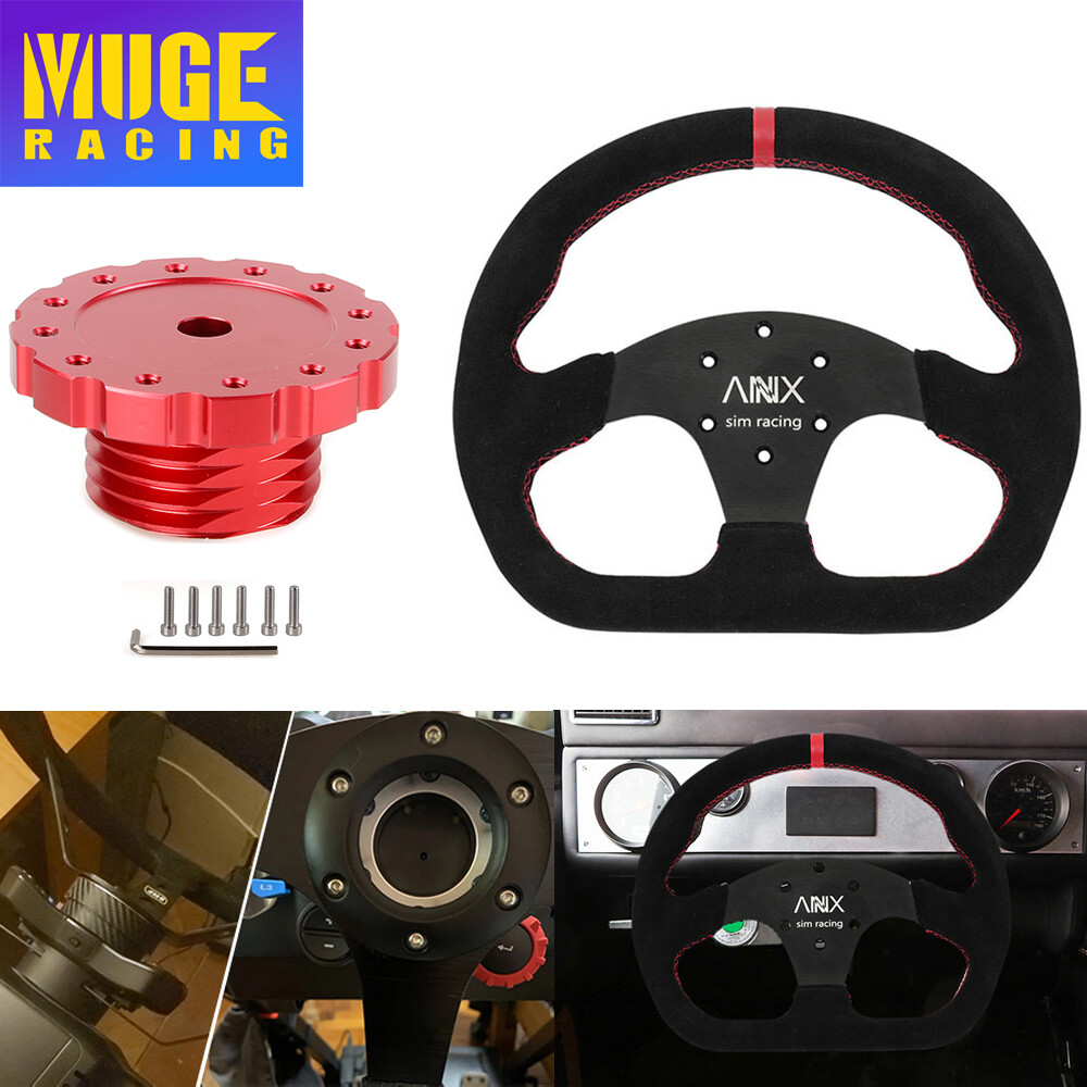 Suede Leather Steering Wheel + Hub Adapter For Thrustmaster T500/T300 /TS-PC/TX
