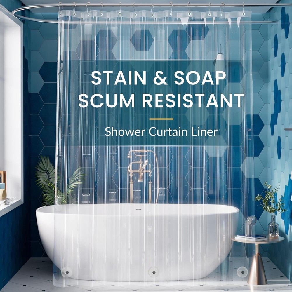 Extra Long Shower Curtain Liner 72 X 84 Clear Plastic Shower Liner PEVA Waterpro
