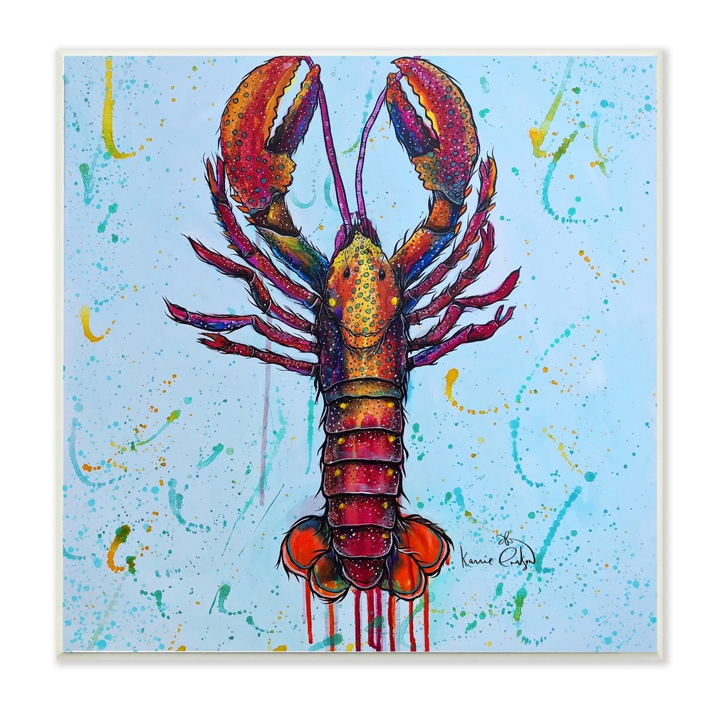 Stupell Urban Style Lobster Paint Splatter Sea Life Wood