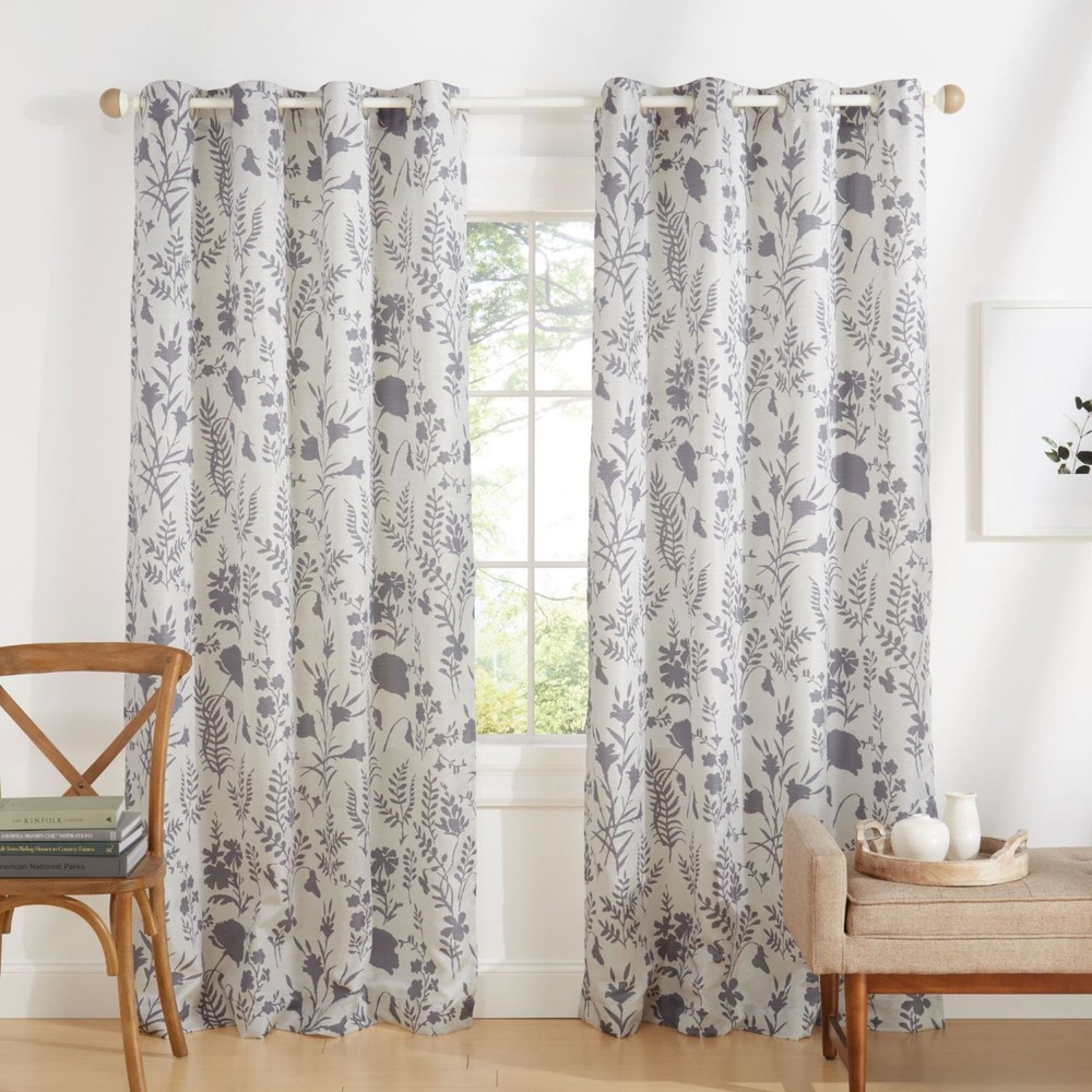 Dark Grey Light Filtering Grommet Curtains - Set of 2 Panels