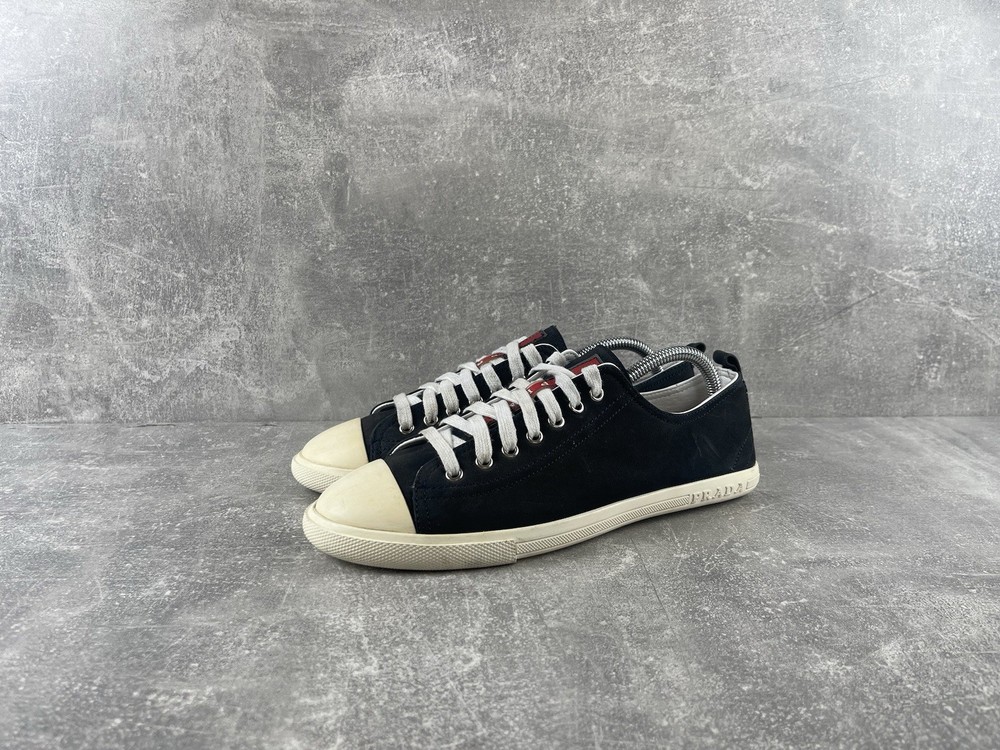 Prada Vintage Linea Rossa Black Suede Low-Top Sneakers Size 6 Vietnam