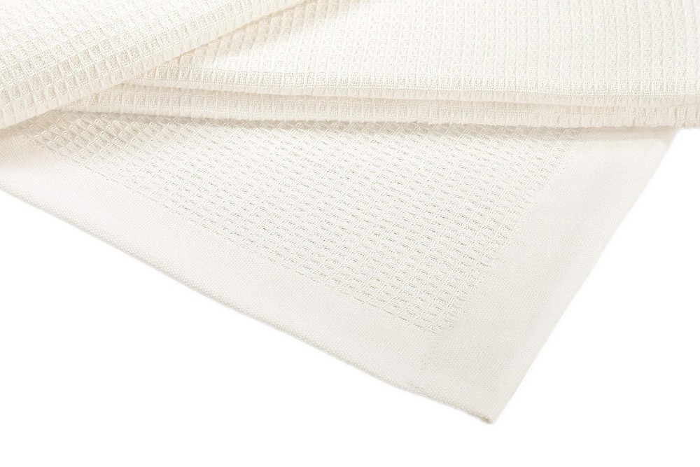 All-Season Thermal Waffle King Blanket 108x90 Ivory with Deep Plain Edge