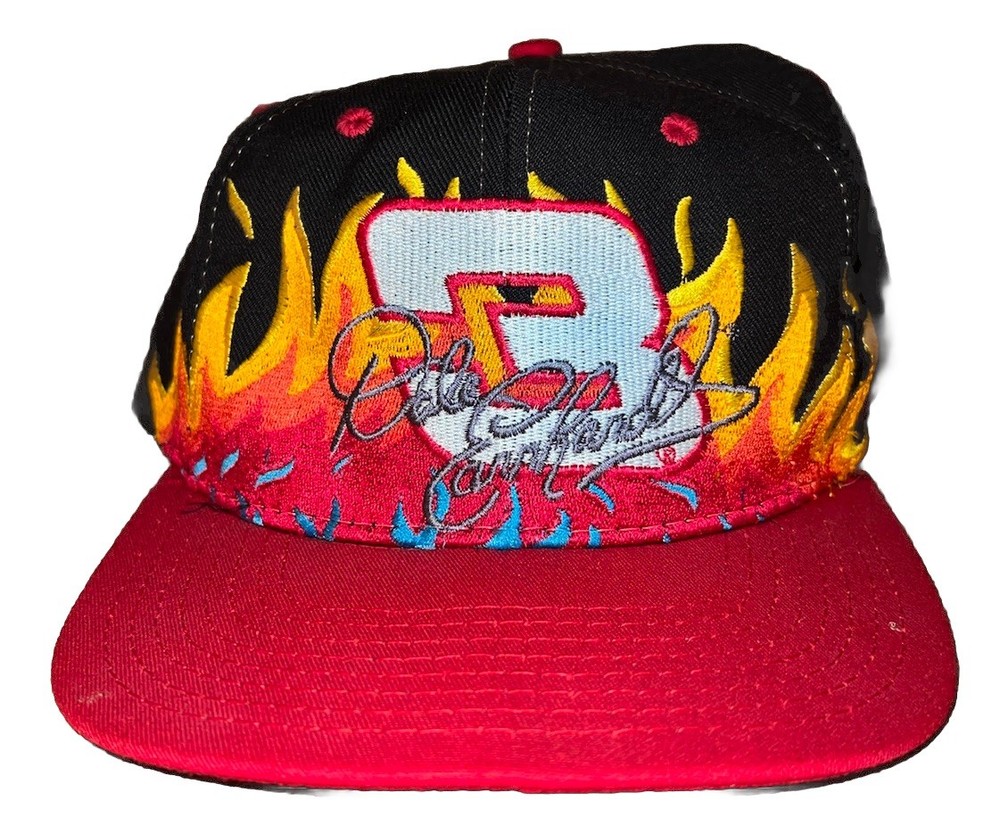 Vintage 90s Dale Earnhardt Flame Fire Snapback Hat NASCAR Chase Authentic