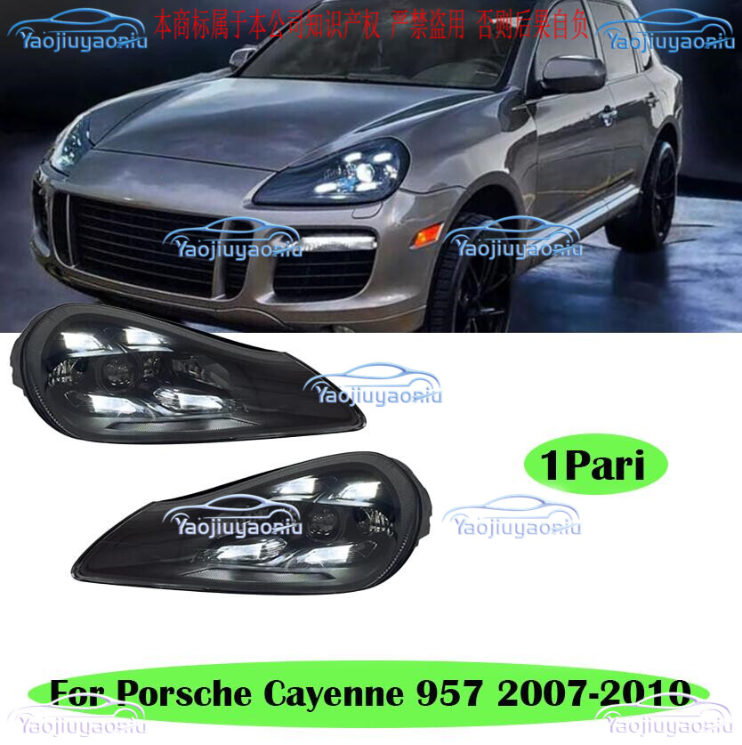 Pair 2021 LED Headlight Upgrade For Porsche Cayenne 957 2008-2010 Front Lamp