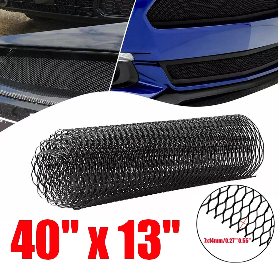 1*Car Grille Net Mesh Universal 7x14mm Grill Hole Black Sheet Bumper Meshed Trim
