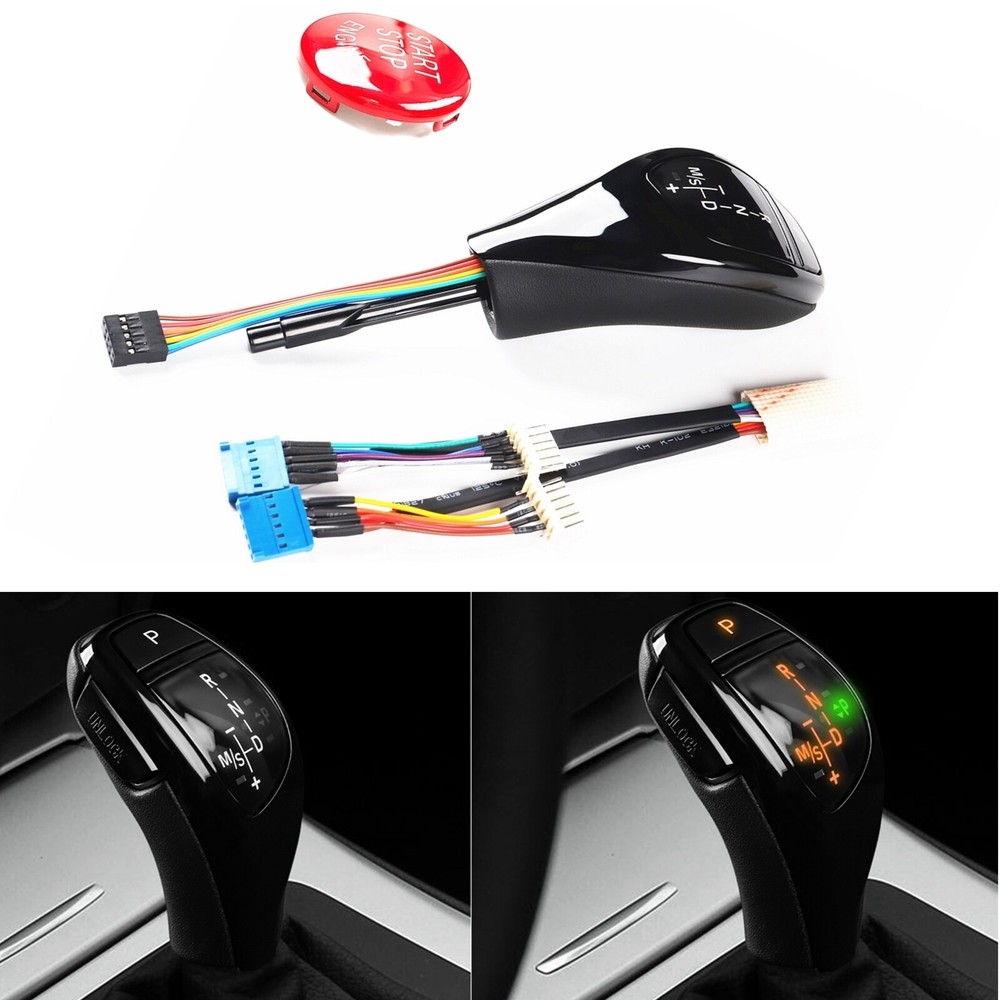 For BMW E90 E91 3 Series 2006-2012 Gear Shift Knob Assy+Engine Button Cap Cover