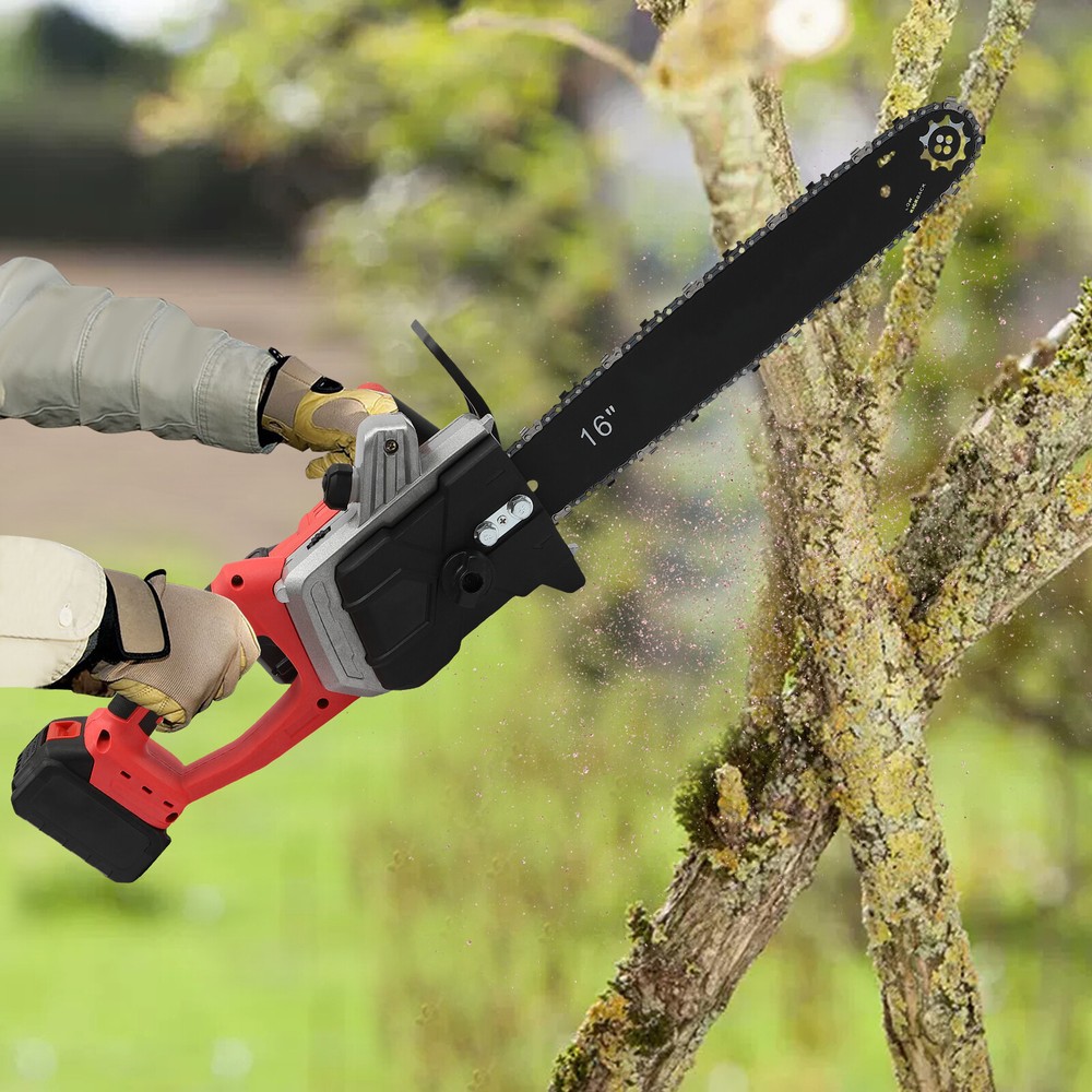 16-Inch Brushless Battery-Powered Chainsaw with Charger for Wood Cutting