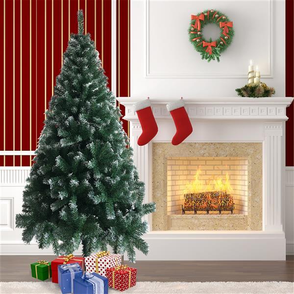 6FT White PVC Christmas Tree with 650 Branches and Iron Leg Stand-image