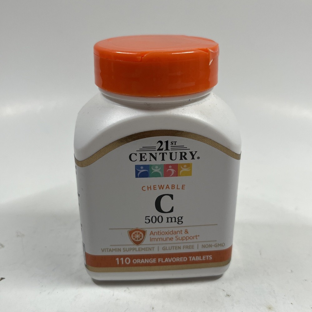 21st Century Vitamin C 500 mg Chewable Tablets, Orange, 110 Count Exp 08/26