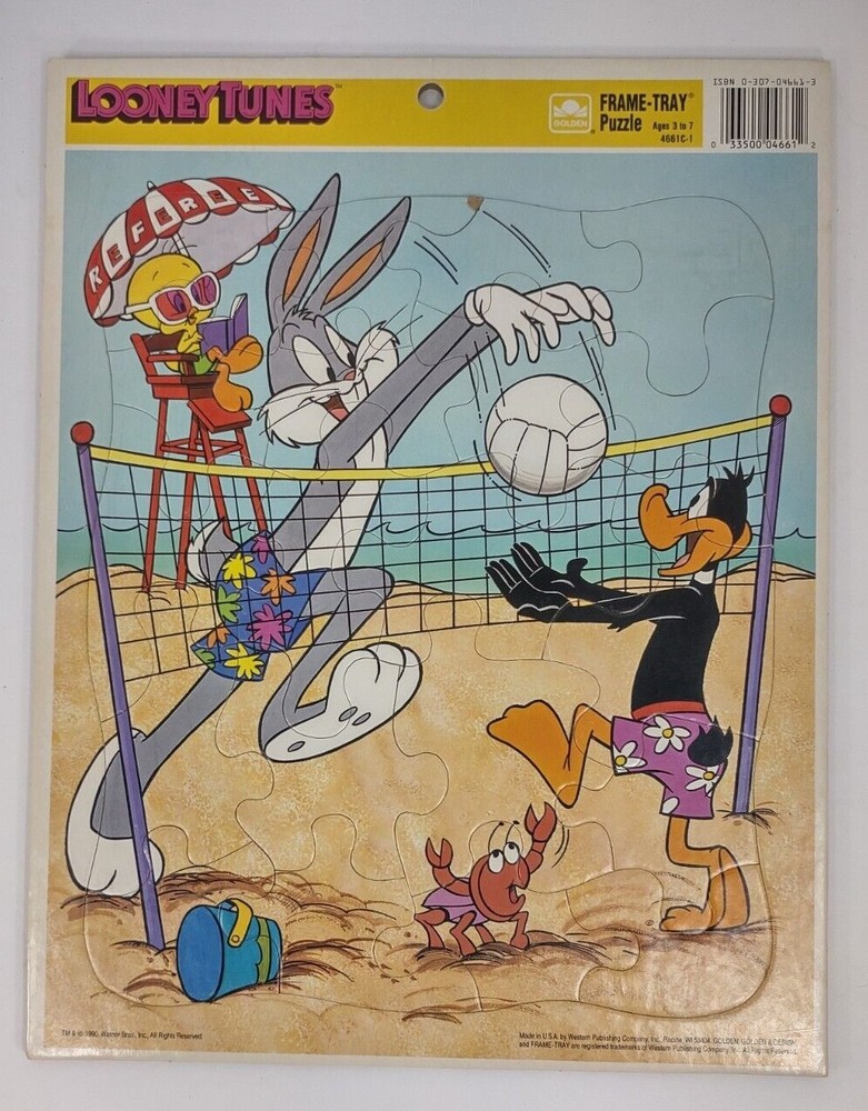 Vintage Looney Tunes Bugs Bunny Daffy Duck Volleyball 11x14 Framed Puzzle  