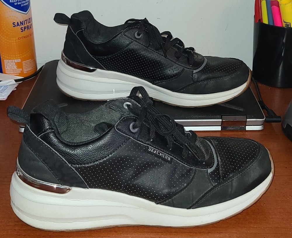 SKECHERS WOMEN'S SHOES Sz.8 BILLION SUBTLE SPOTS black / white Lace-Up.
