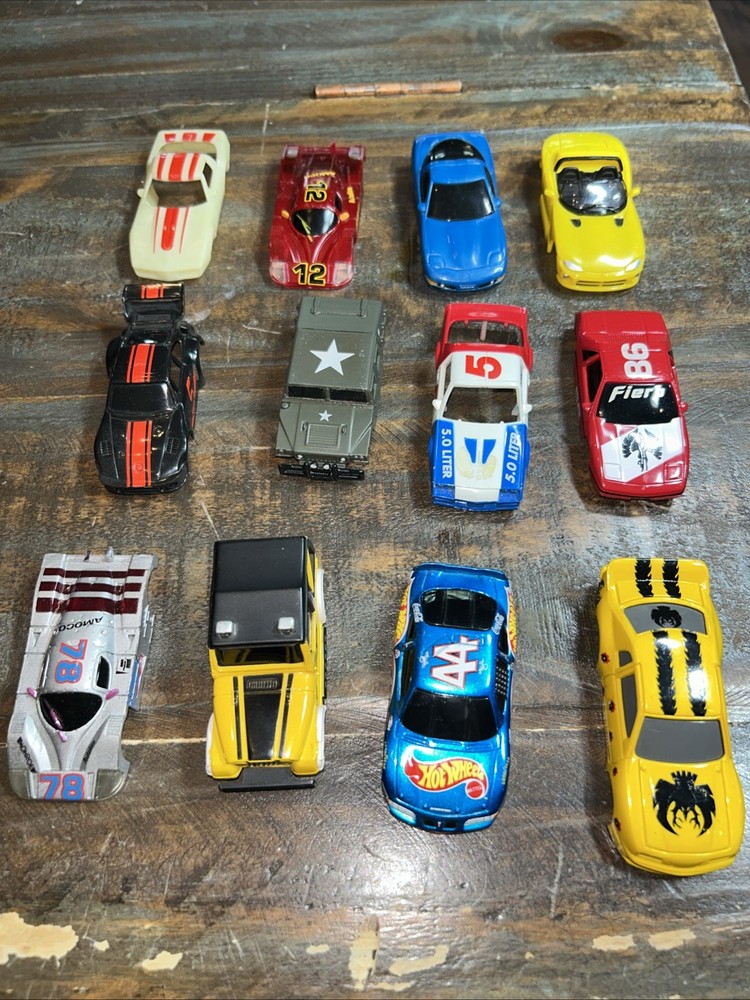 Vintage Slot Car Lot of 12 Tyco Models - Corvette, Hummer, NASCAR, Porsche, Fiero