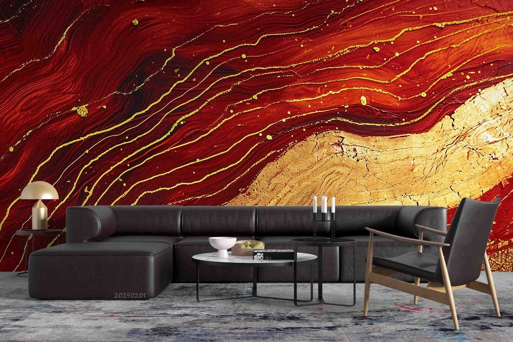 3D Red Gold Abstract Texture Wall Murals Wallpaper Murals Wall Sticker