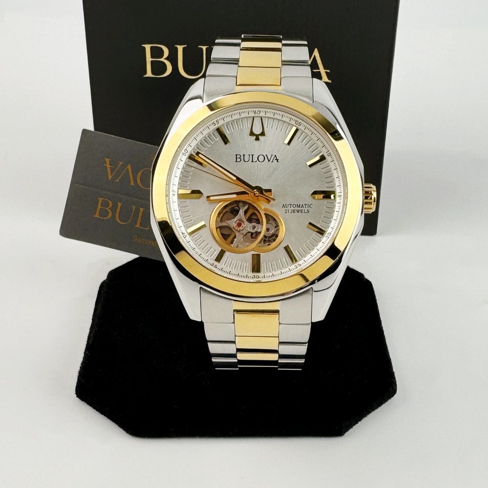 Bulova Mens Surveyor Classic Automatic Two Tone Steel Watch 42MM 98A284