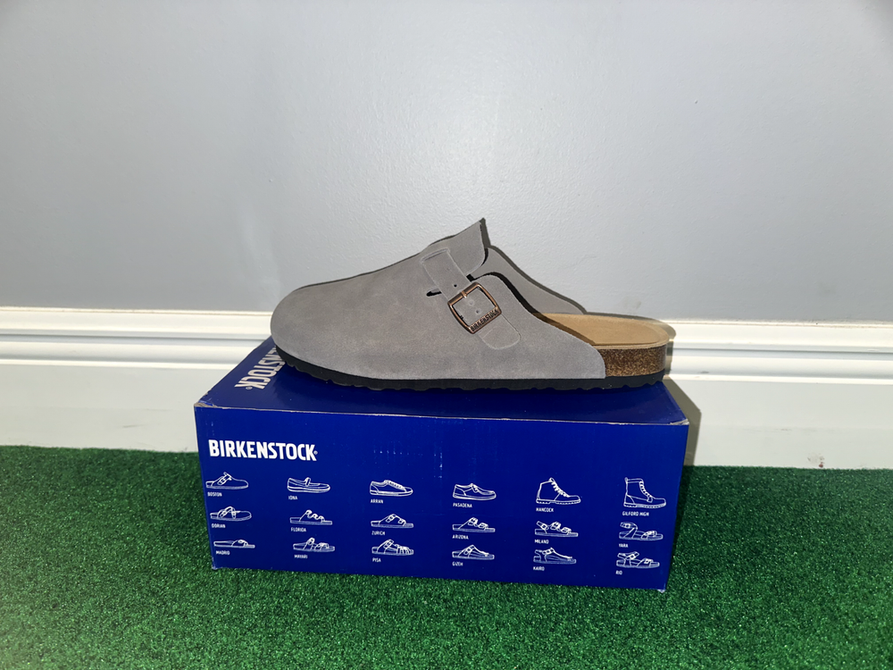 Birkenstock Boston Mens Grey Casual Slip-On Shoes for Style and Comfort