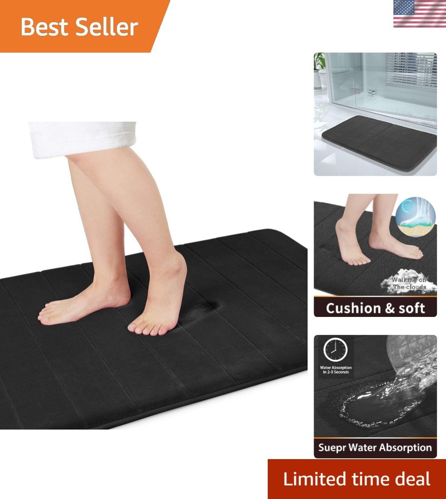 Extra Large Memory Foam Bath Mat 60x24 Super Absorbent Machine Washable Black