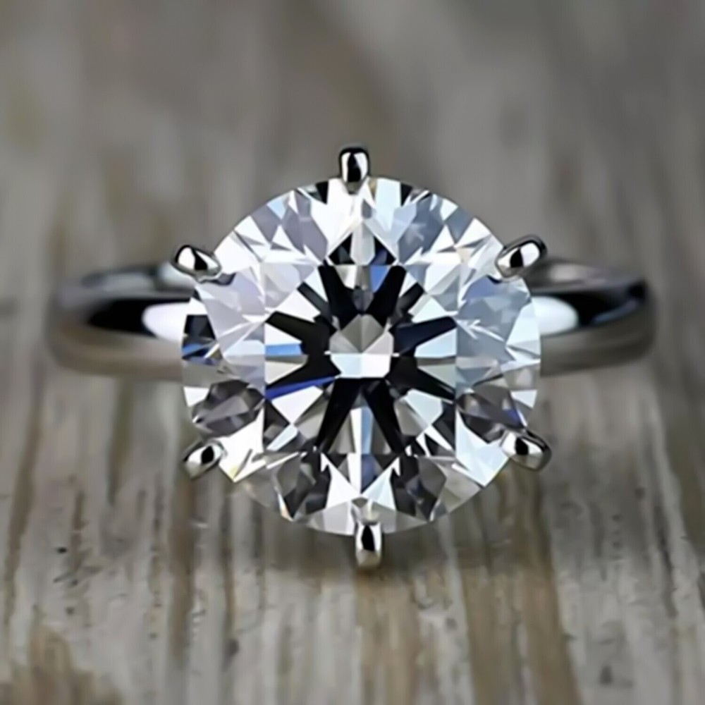 7.50 Ct Certified White Diamond Solitaire Ring in 925 Silver Gift for Wife