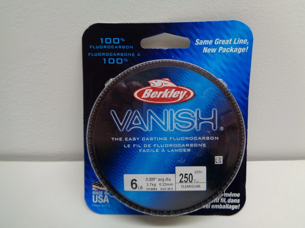Berkley VANISH 6 LB 250 Yards Clear New Fluorocarbon Fishing Line