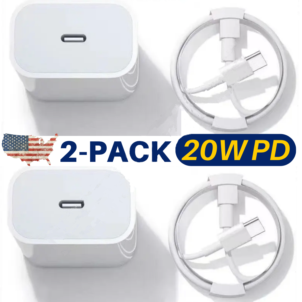 2-PACK 2023 Upgrade Super Fast Charger Type C For iPhone 14 13 12 11 Pro X XR SE