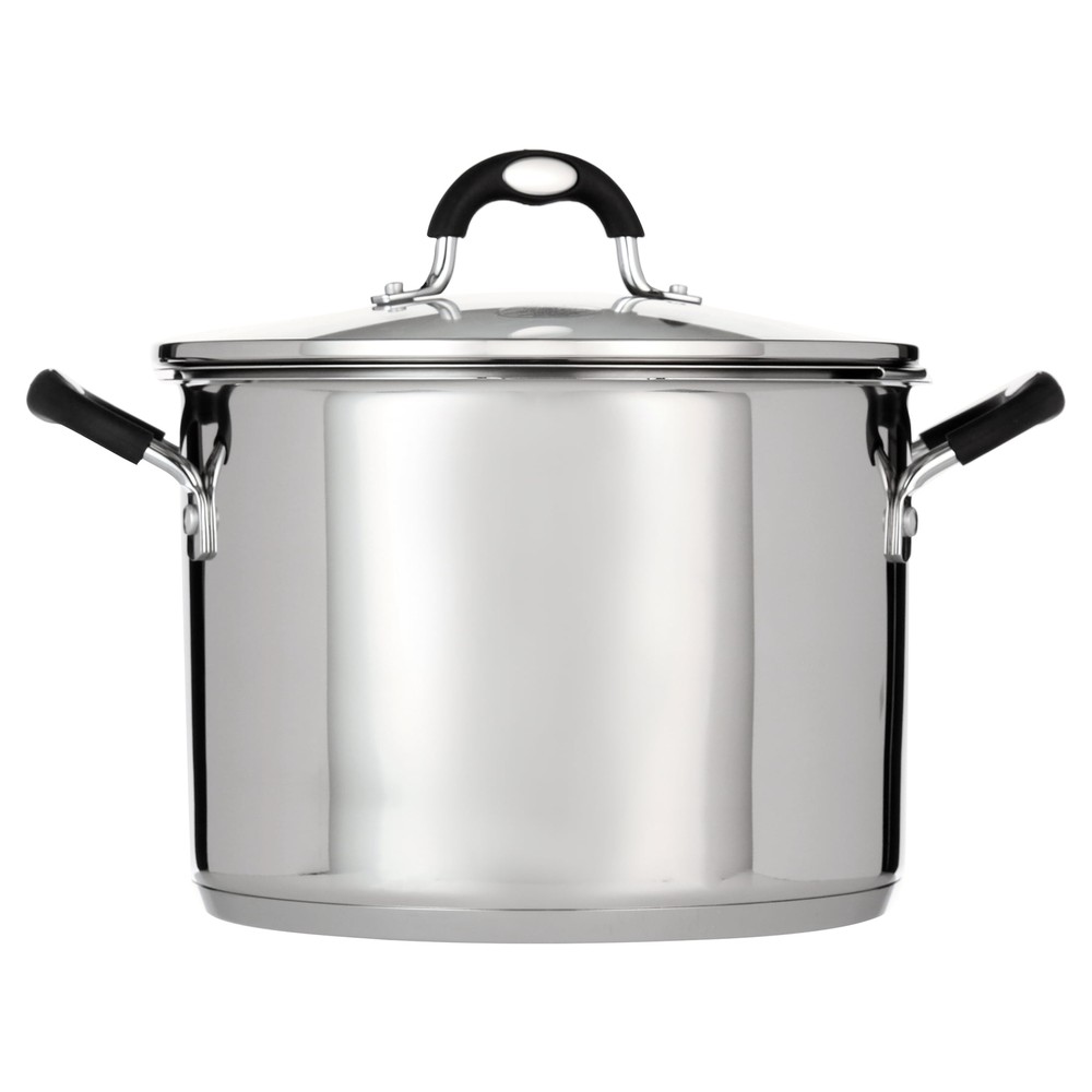 8-Quart Stainless Steel Stock Pot with Locking Lid and Drain