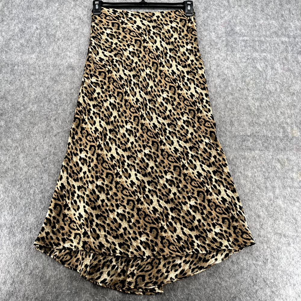Zara Skirt Womens Size S Leopard Print Midi Satin