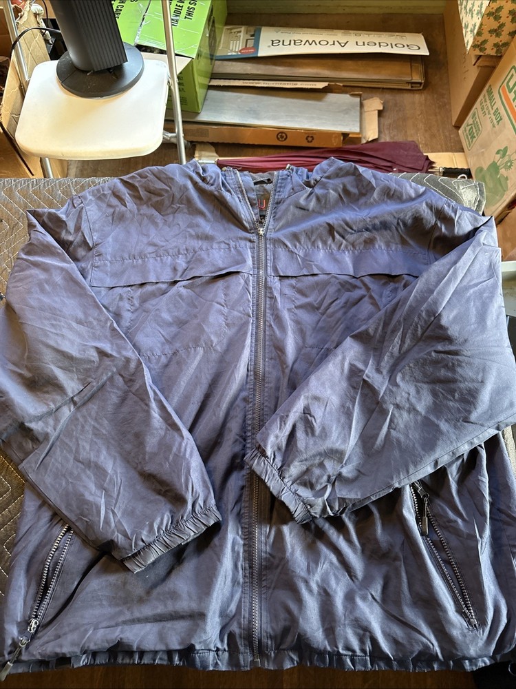 LU Linea Uomo Blue Zip Hooded Windbreaker Jacket & Pants Set in 4XL Size