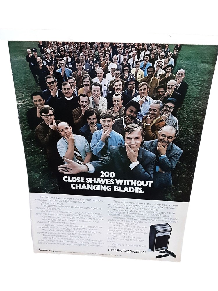 1971 Remington Shaver 200 Close Shaves Original Print Ad vintage