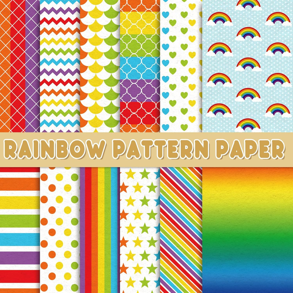 24 Sheet Gay Pride Day Rainbow Pattern Paper Pack with 4 Sheet Stickers Scrapboo-image