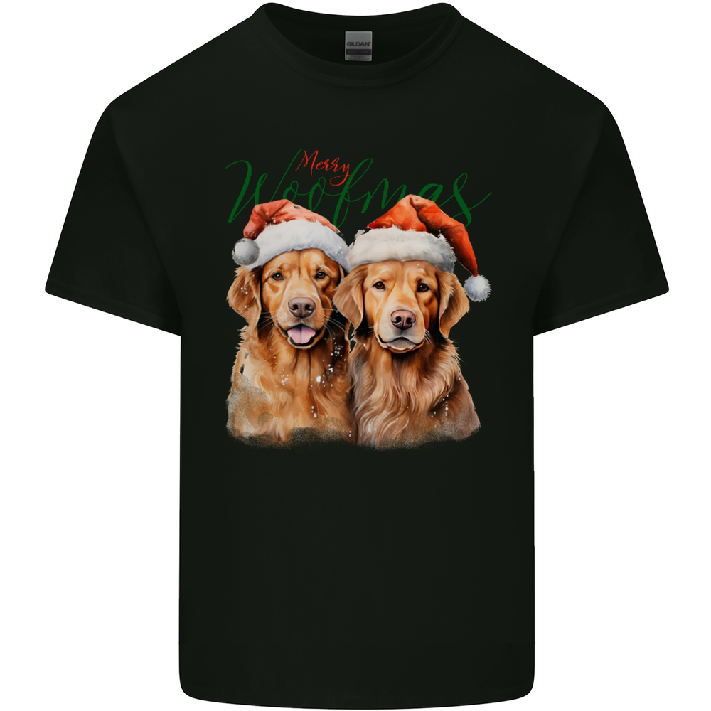 Christmas Golden Retrievers Dogs Xmas Mens Cotton T-Shirt Tee Top
