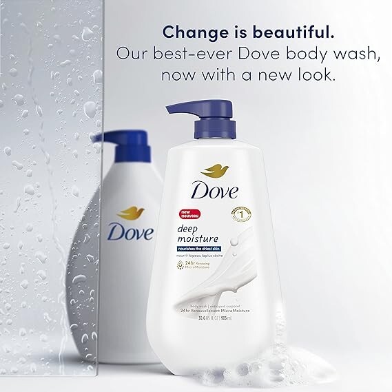 Dove Deep Moisture Body Wash with Pump for Dry Skin Hydration